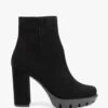 Ablock Black Suede Tractor Sole Ankle Boots