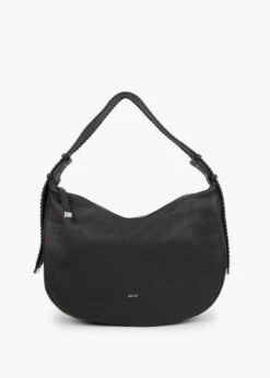 Abro Black Leather Hobo Bag