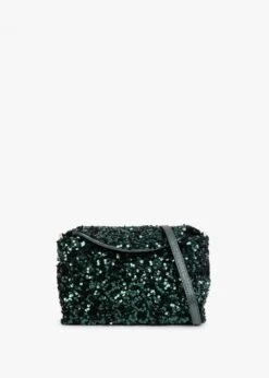 Abro Green Sequin Chain Strap Cross-Body Bag