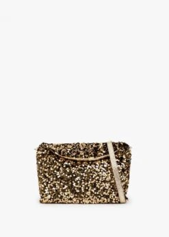 Abro Gold Sequin Chain Strap Cross-Body Bag