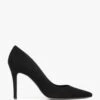 Acourt Black Suede High Heel Court Shoes