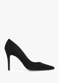Acourt Black Suede High Heel Court Shoes