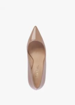 Acourt Beige Patent High Heel Court Shoes -Daniel Footwear Shop acourt 85 p134652 196675 image