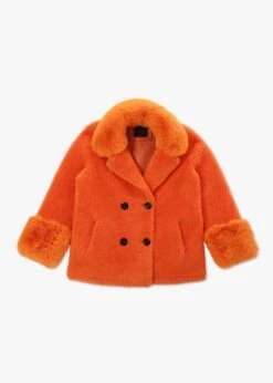 Fiona Short Orange Wool Coat