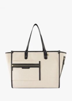 Anya Hindmarch Mixed Canvas Natural Pocket Tote Bag