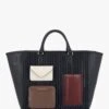 Anya Hindmarch Neeson Multi Pocket Marine Leather Square Tote Bag
