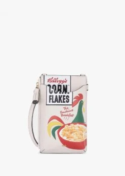 Anya Hindmarch Anya Brands Corn Flakes Chalk Leather Zip Phone Pouch On A Strap