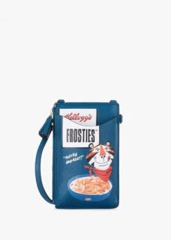 Anya Hindmarch Anya Brands Frosties Light Petrol Leather Zip Phone Pouch On A Strap