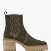 Alpe Airedale Khaki Suede Platform Heeled Boots