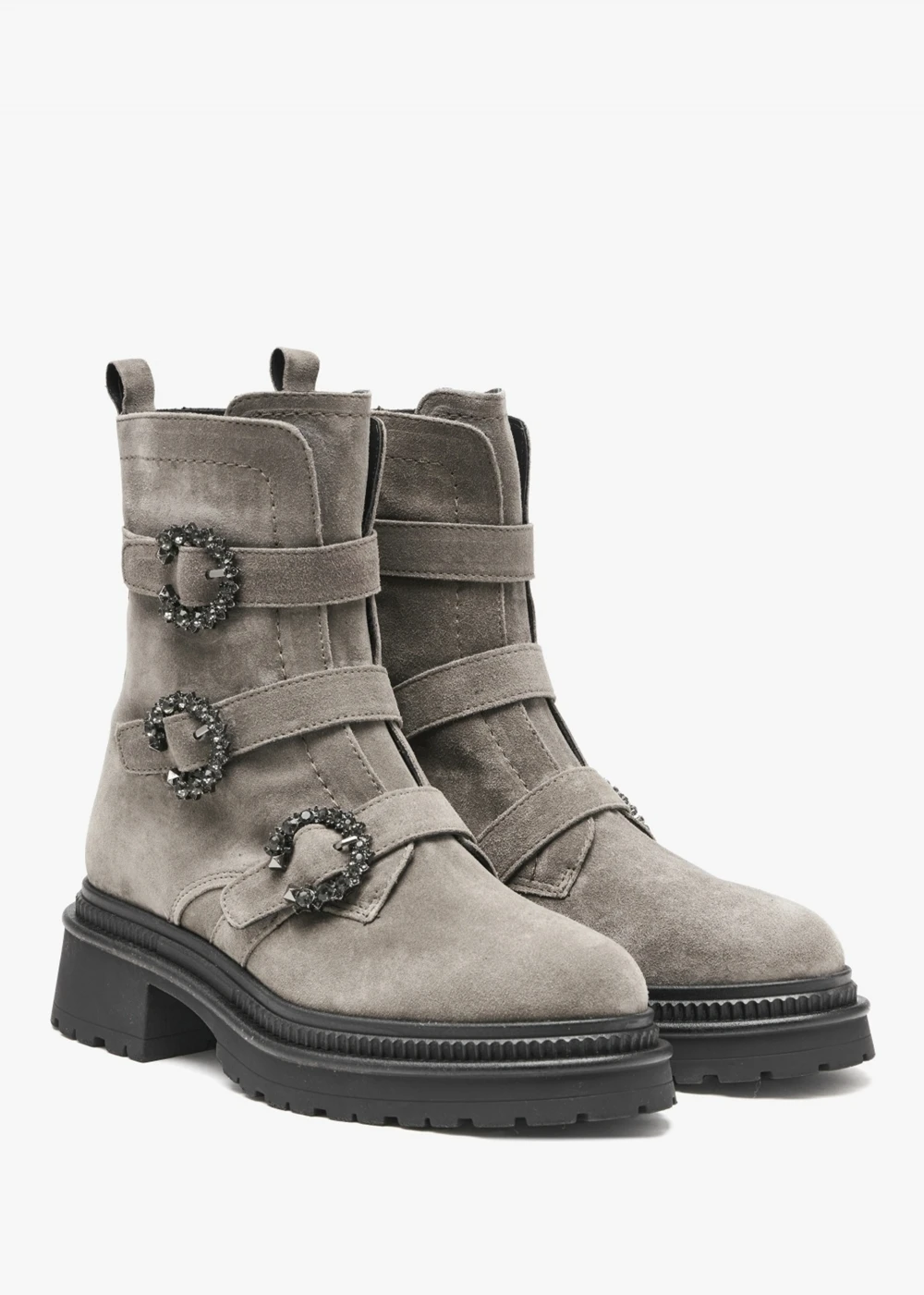 Alpe Akita Grey Suede Jeweled Biker Boots 2 Alpe Akita Grey Suede Jeweled Biker Boots - Image 2