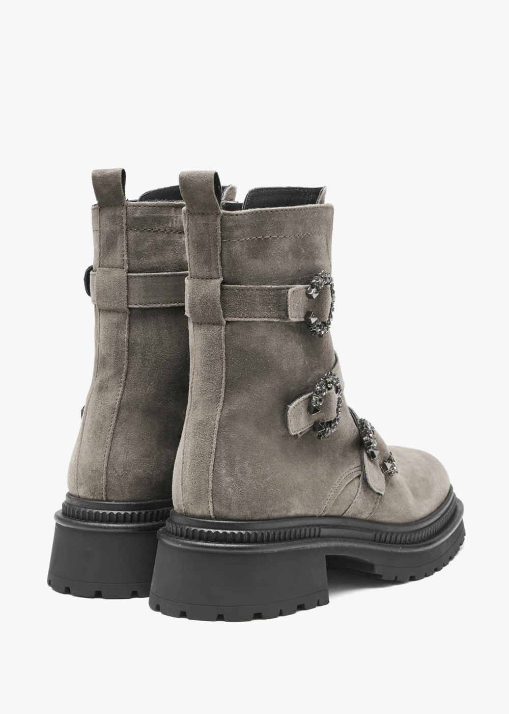 Alpe Akita Grey Suede Jeweled Biker Boots 3 Alpe Akita Grey Suede Jeweled Biker Boots - Image 3