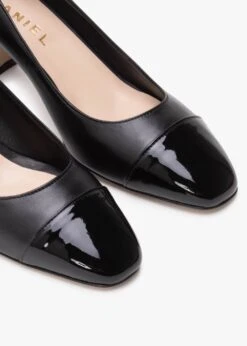Akuna Black Leather Block Heel Court Shoes -Daniel Footwear Shop akuna black leather block heel court shoes p135603 202727 image
