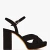 Aloha Black Suede Platform Heeled Sandals