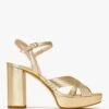 Aloha Gold Leather Platform Heeled Sandals