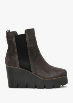 Alpe Alpaca Grey Suede Wedge Ankle Boots