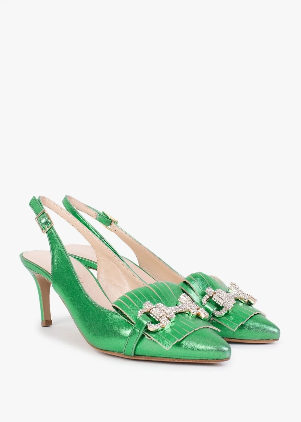 Alunar Green Leather Sling Back Heels 3 Alunar Green Leather Sling Back Heels - Image 3