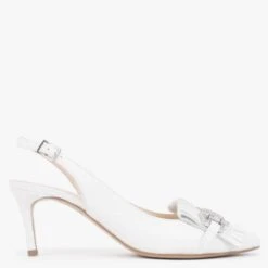 Alunar White Leather Sling Back Heels
