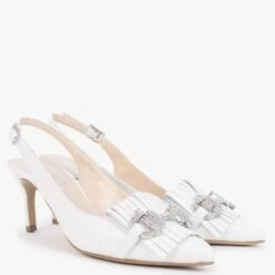Alunar White Leather Sling Back Heels -Daniel Footwear Shop alunar p132544 182631 image