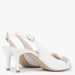 Alunar White Leather Sling Back Heels -Daniel Footwear Shop alunar p132544 182632 image