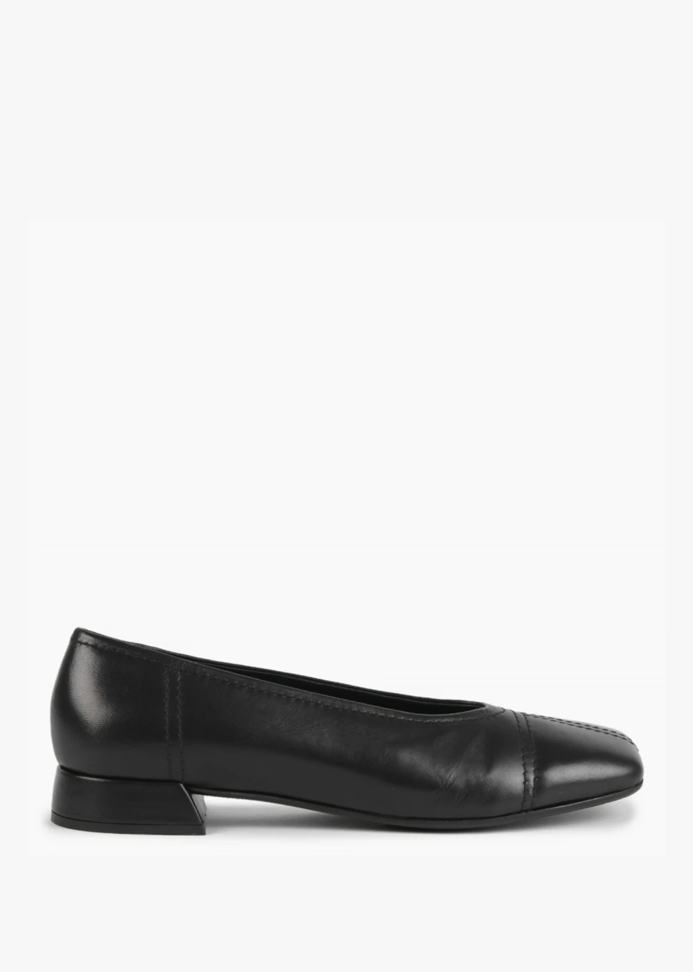Angled Black Leather Square Toe Pumps 1 Angled Black Leather Square Toe Pumps