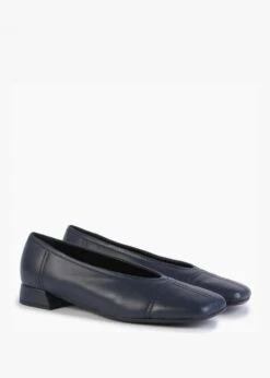 Angled Navy Leather Square Toe Pumps -Daniel Footwear Shop angled p134462 196548 image