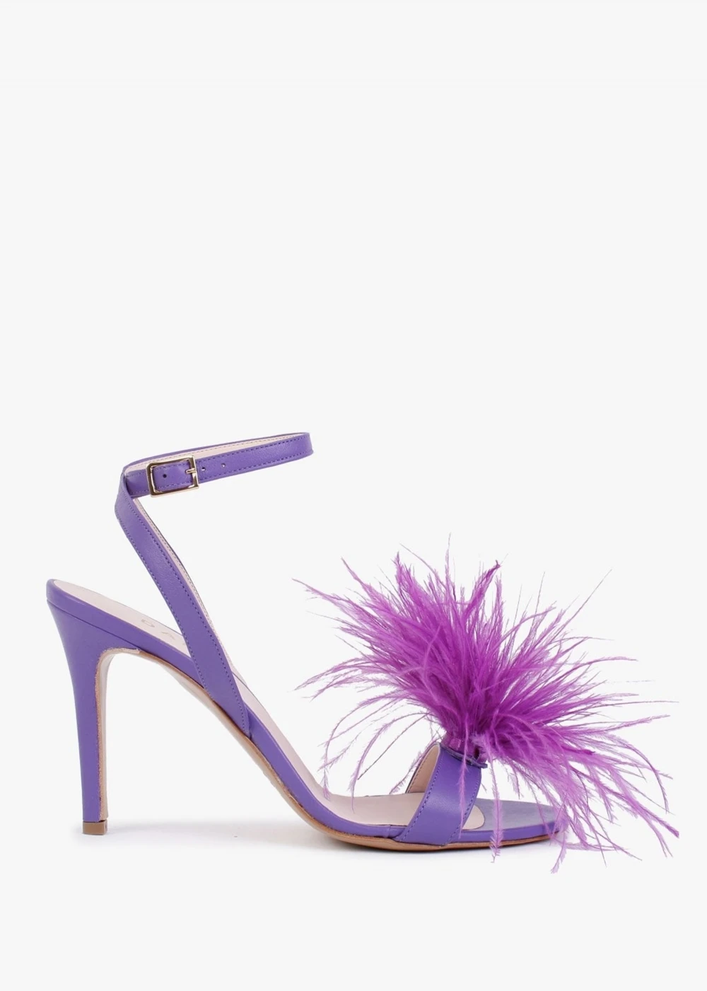 Anost Purple Leather Feather Heeled Sandals 1 Anost Purple Leather Feather Heeled Sandals