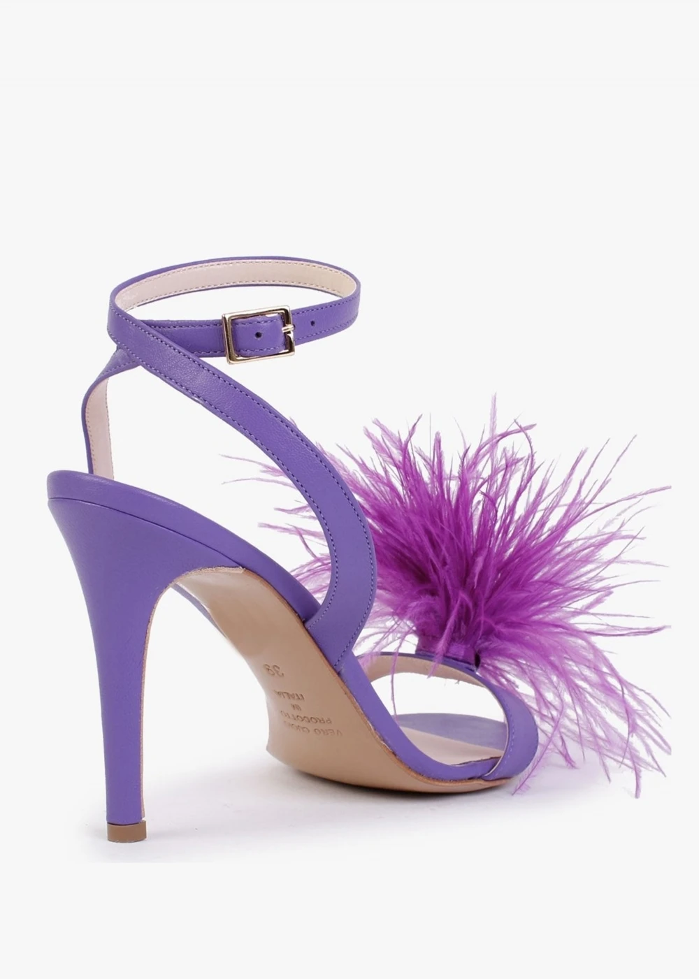 Anost Purple Leather Feather Heeled Sandals 3 Anost Purple Leather Feather Heeled Sandals - Image 3