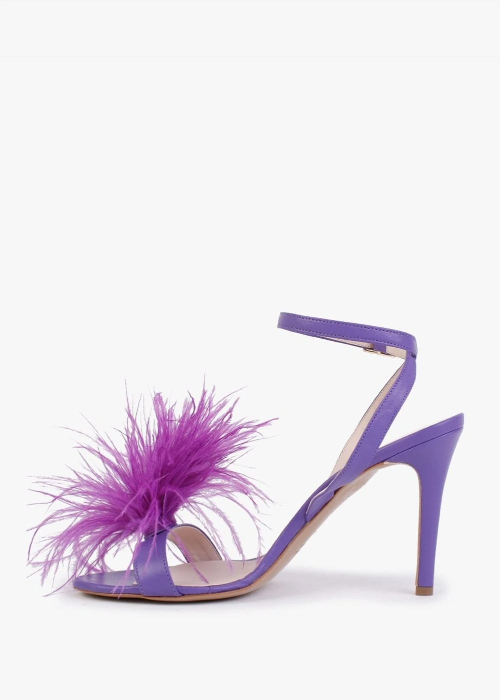 Anost Purple Leather Feather Heeled Sandals 4 Anost Purple Leather Feather Heeled Sandals - Image 4