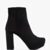 Aplatte Black Suede Platform Ankle Boots