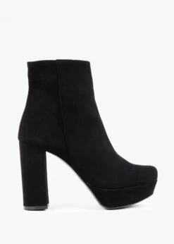 Aplatte Black Suede Platform Ankle Boots