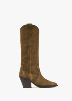 Alpe Aquatic Tan Suede Western Knee Boots