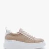 Wonders Aria Beige Leather Perforated Flatform Trainers