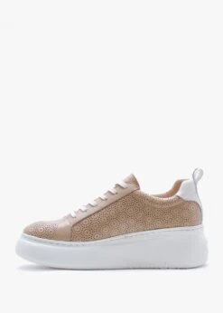 Wonders Aria Beige Leather Perforated Flatform Trainers -Daniel Footwear Shop aria p135319 195526 image