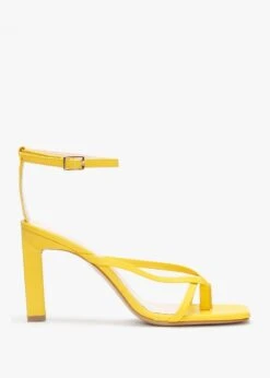 Aricky Yellow Leather Strappy Heeled Sandals
