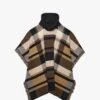 Black & Brown Knitted Checked Fringe Poncho