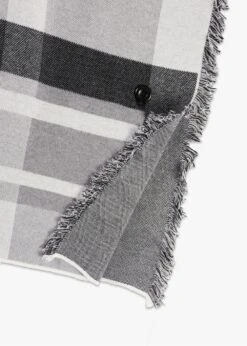 Black & White Knitted Checked Fringe Poncho -Daniel Footwear Shop as a42100 p135968 217196 image