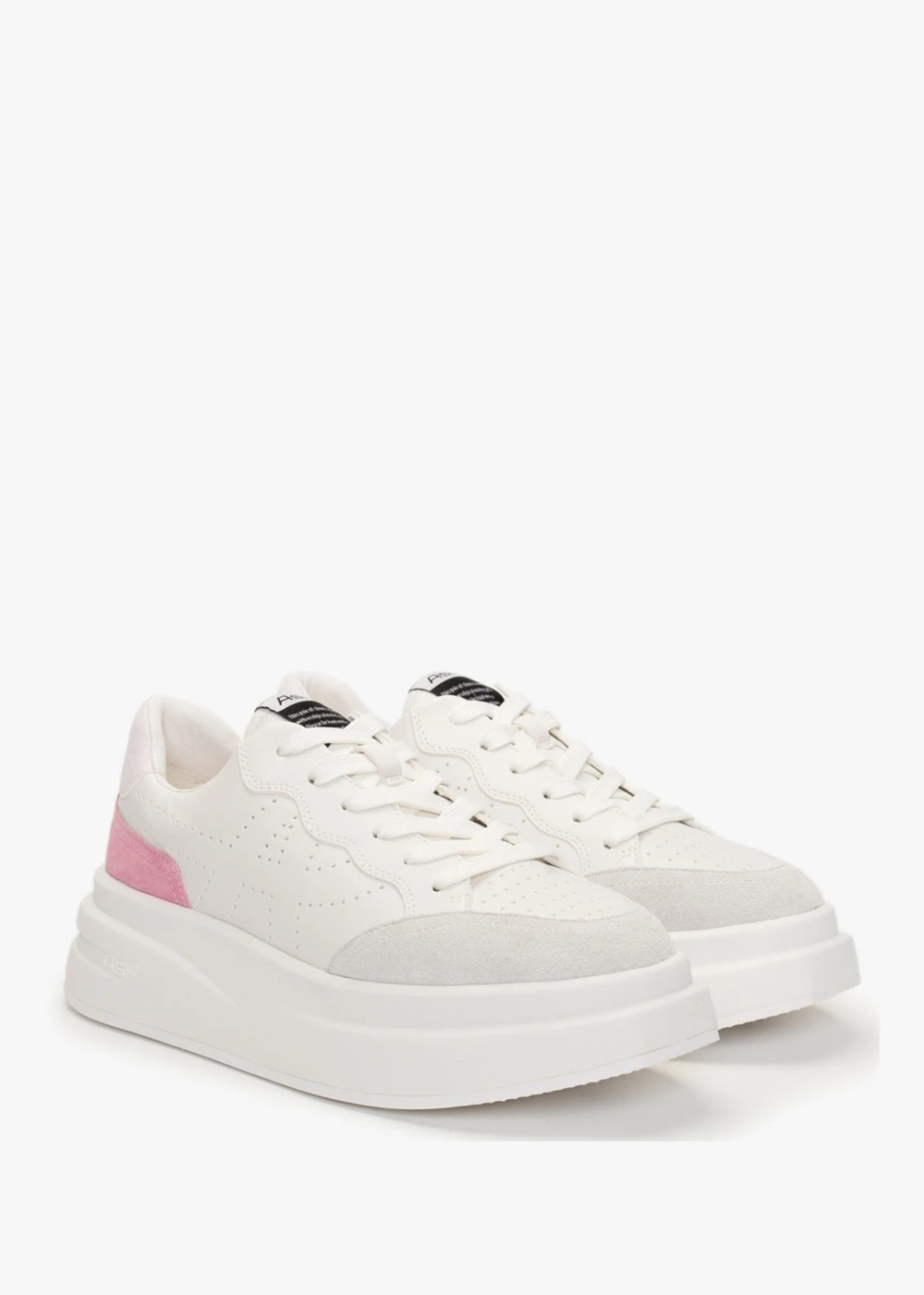 Ash Impuls Eco Off White Crystal Rose Leather Platform Trainers 2 Ash Impuls Eco Off White Crystal Rose Leather Platform Trainers - Image 2