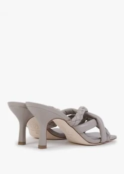 Ash Mina Bis Pearl Grey Leather Woven Heeled Mules -Daniel Footwear Shop ash mina bis p131285 202695 image