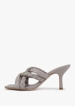 Ash Mina Bis Pearl Grey Leather Woven Heeled Mules -Daniel Footwear Shop ash mina bis p131285 202696 image