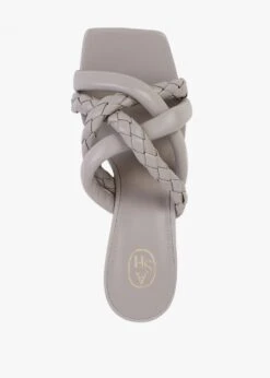 Ash Mina Bis Pearl Grey Leather Woven Heeled Mules -Daniel Footwear Shop ash mina bis p131285 202697 image