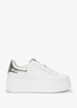 Ash Moby White Silver Leather Chunky Trainers