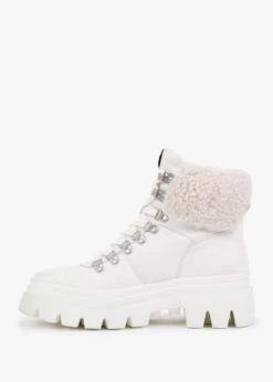 Ash Patagonia Faux Fur Off White Leather Hiking Boots -Daniel Footwear Shop ash patagonia fur p132810 199196 image