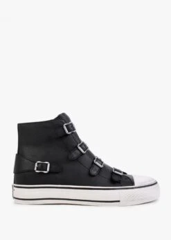 Ash Virgin Black Leather Buckled High Top Trainers