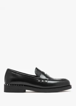 Ash Whisper Studs Black Leather Loafers