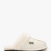 Pale Leather Sheepskin Closed Mule Slippers