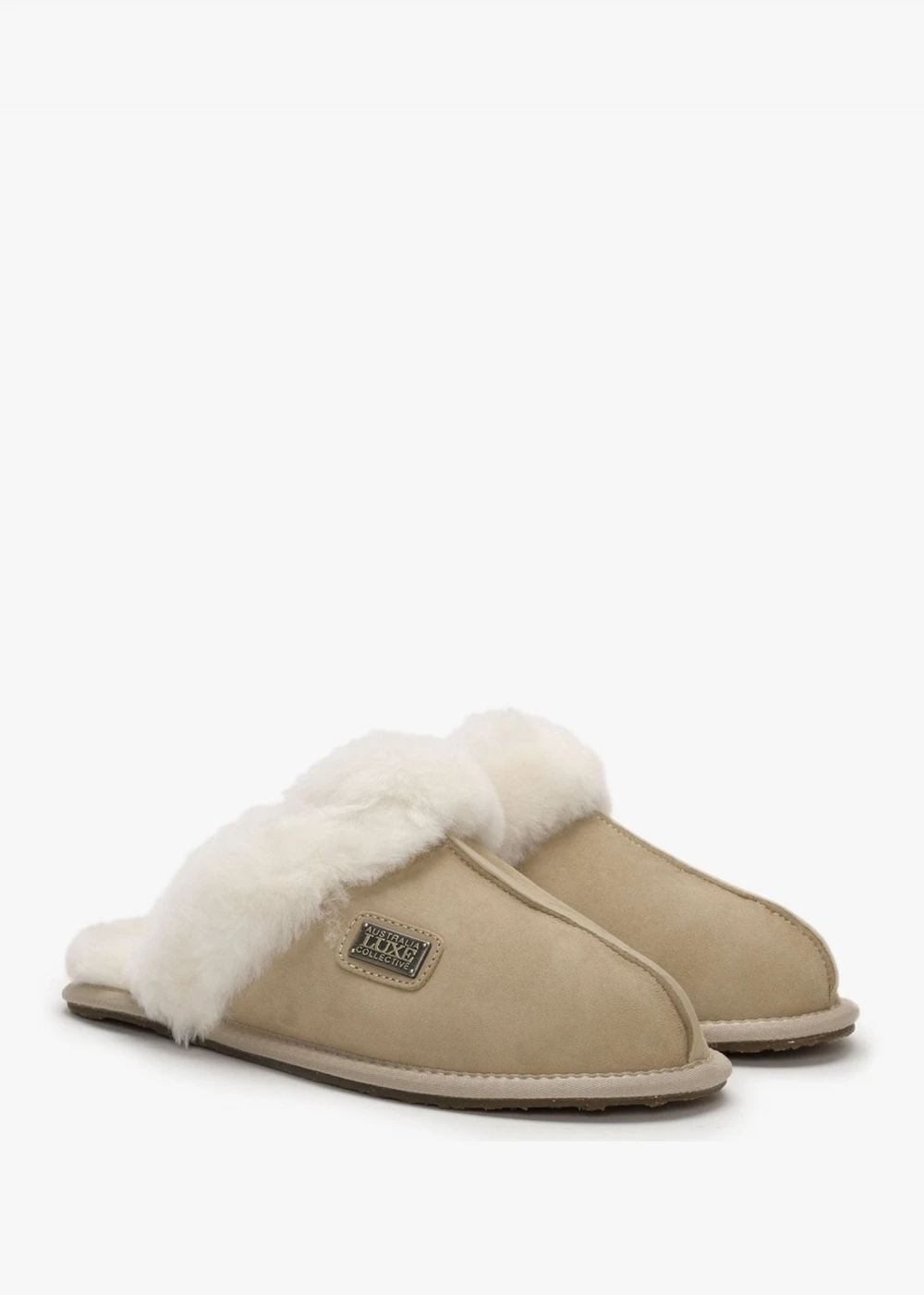 Sand Double-Face Sheepskin Closed Mule Slippers 2 Sand Double-Face Sheepskin Closed Mule Slippers - Image 2