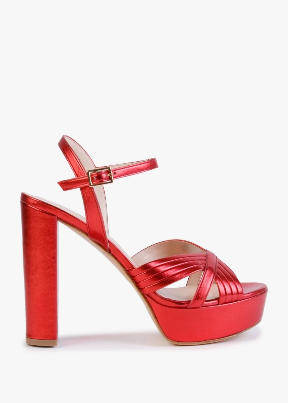 Avery Red Leather Platform Heeled Sandals 1 Avery Red Leather Platform Heeled Sandals