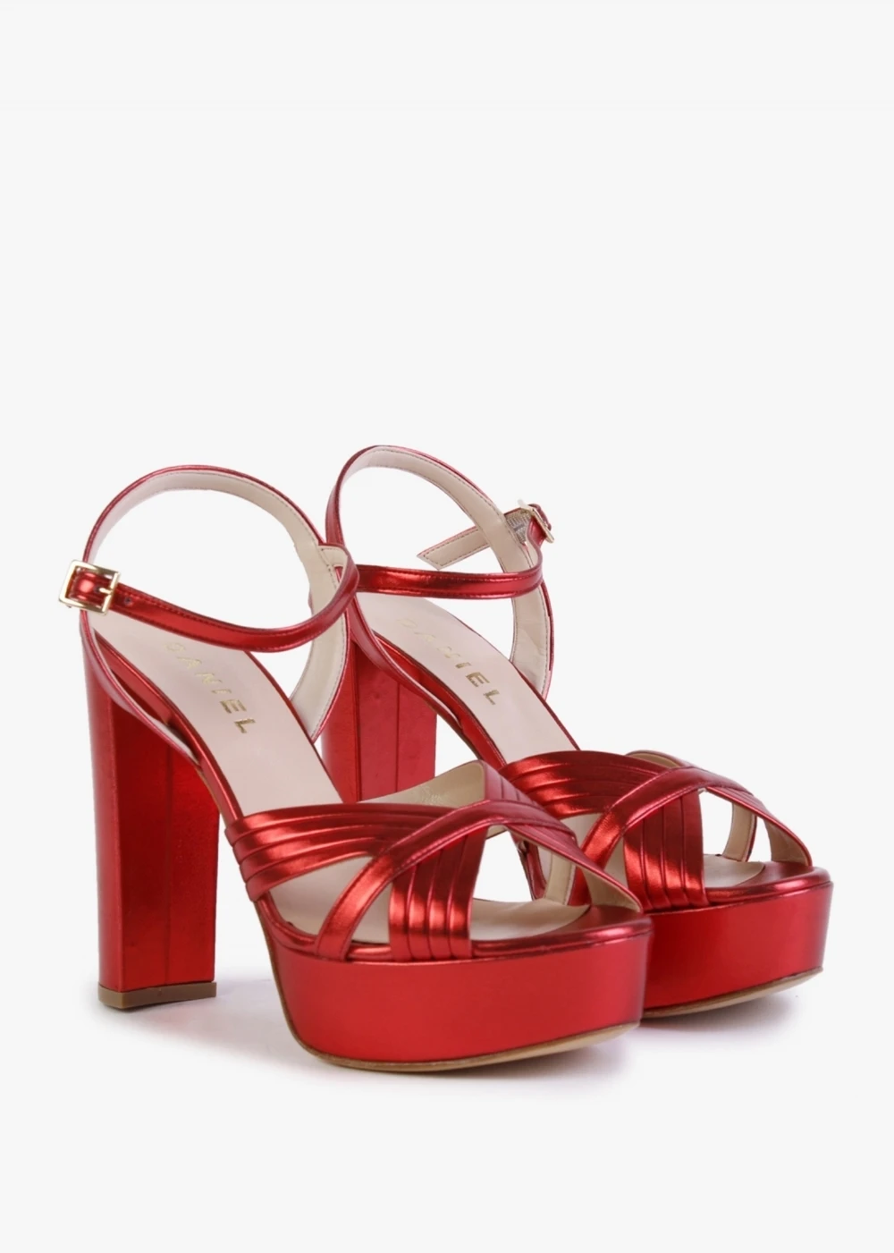 Avery Red Leather Platform Heeled Sandals 3 Avery Red Leather Platform Heeled Sandals - Image 3