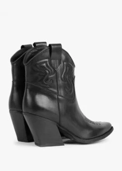 Awesty Black Leather Western Ankle Boots -Daniel Footwear Shop awesty p134656 197763 image
