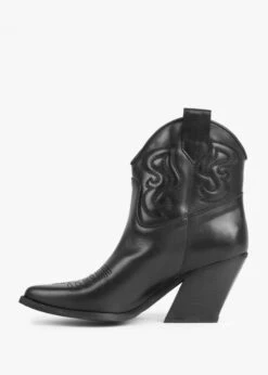 Awesty Black Leather Western Ankle Boots -Daniel Footwear Shop awesty p134656 197764 image